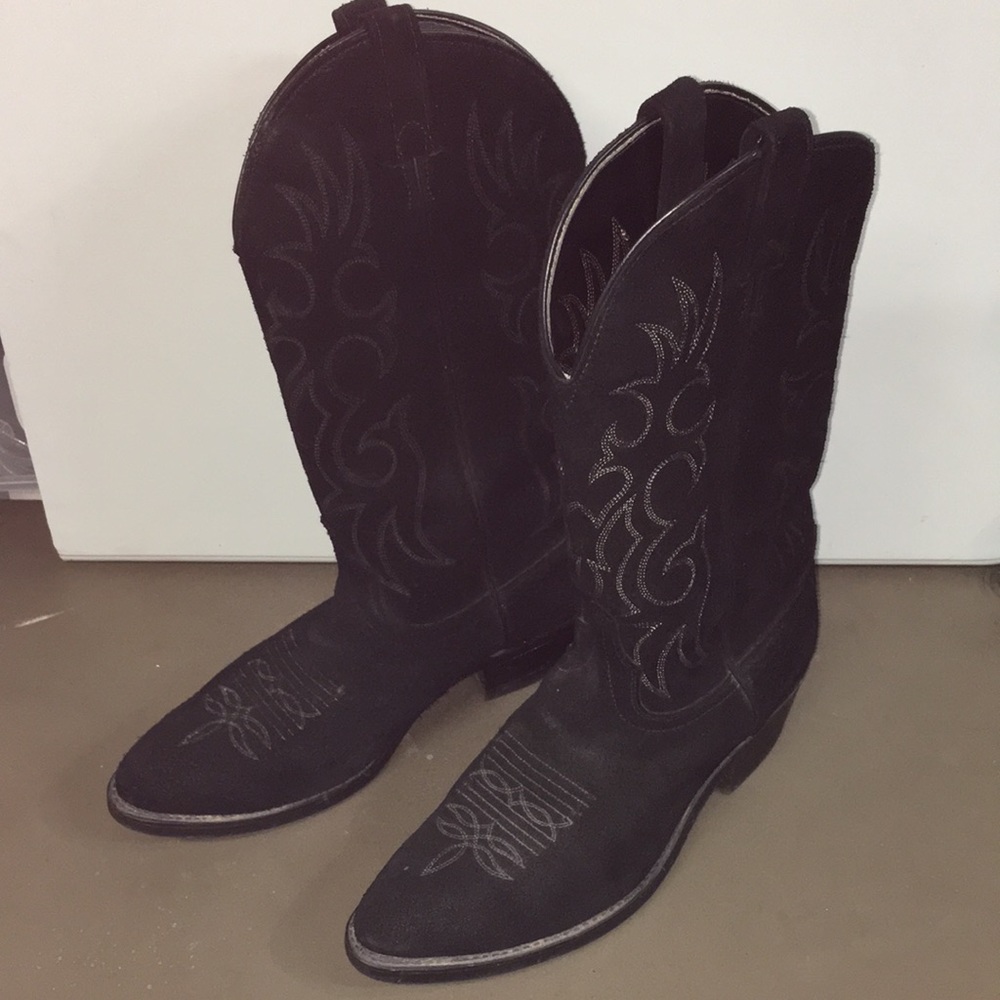 USA Made"VULCAN"Neoprene SoleTech Black Suede Western Motorcycle Boots size 10D